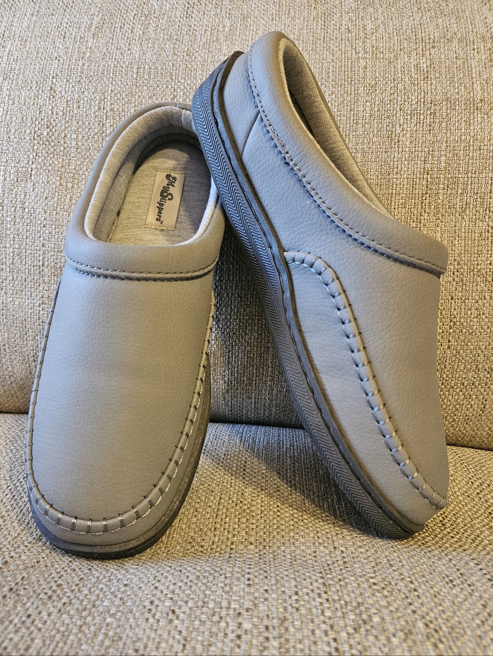 My Slippers By My Pillow Leather Gray Mule. Size 9
